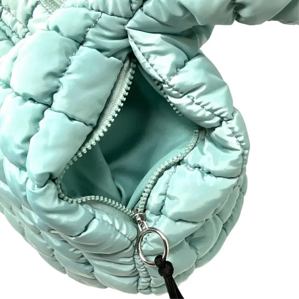 Free People FP Movement Quilted Carryall Hobo Bag Womens Large Mint Pockets